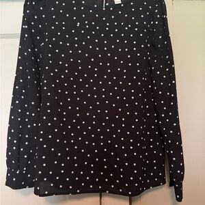J. Crew Black and White Peter Pan Collar Long Sleeve Blouse